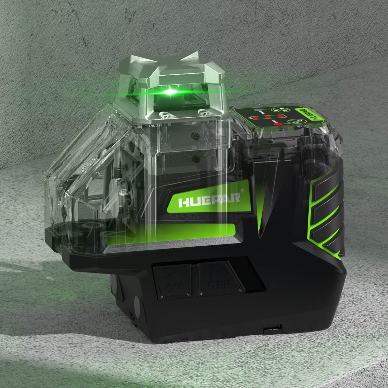 Huepar 7211CG Laser level with 2 Plumb Dots