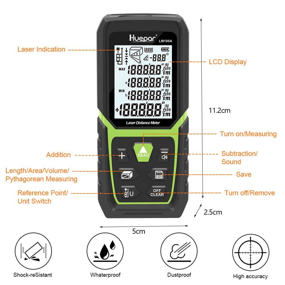 Huepar LM100A - Laser Distance Measure HUEPAR CA - Laser Level