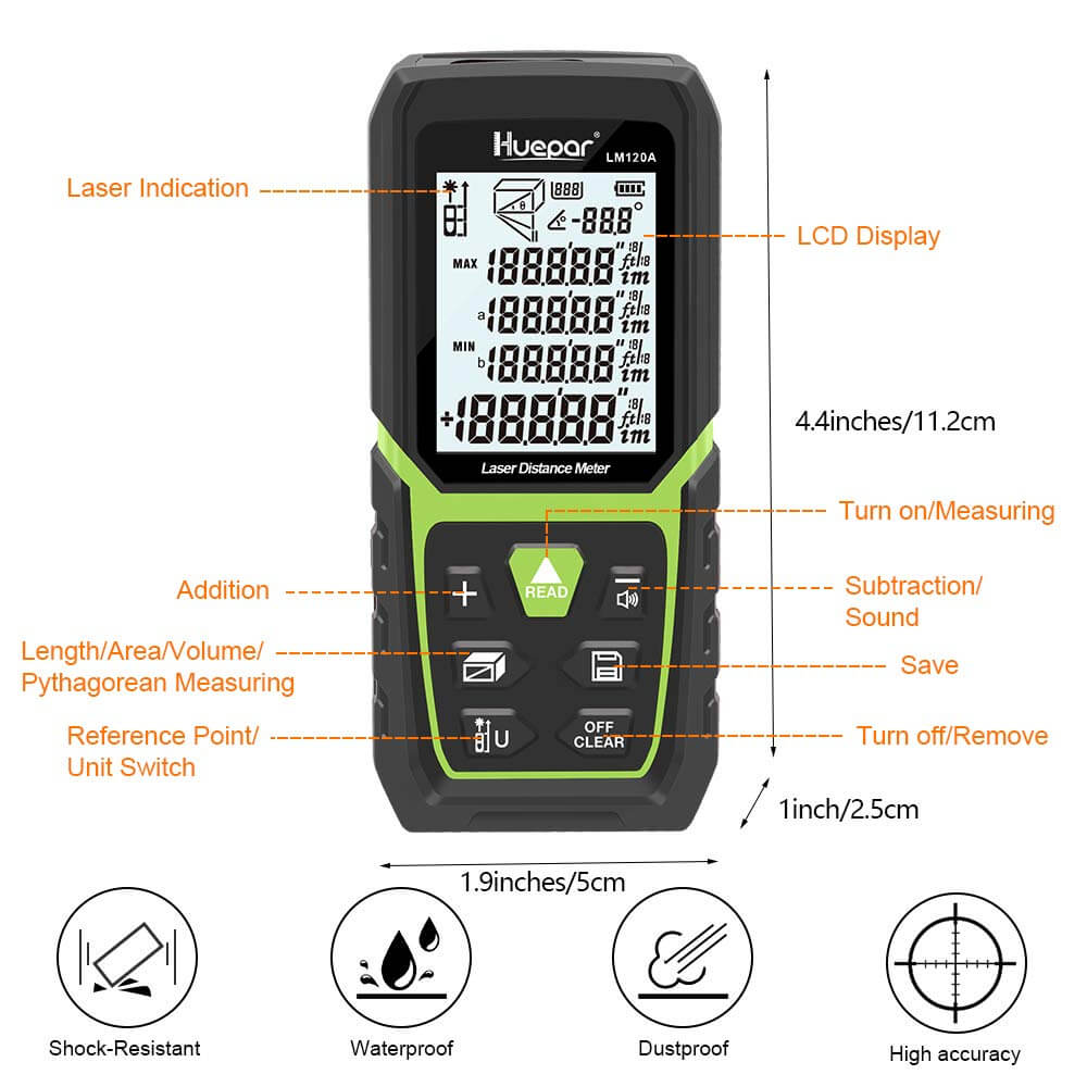 Huepar LM120A - Laser Distance Measure HUEPAR CA - Laser Level