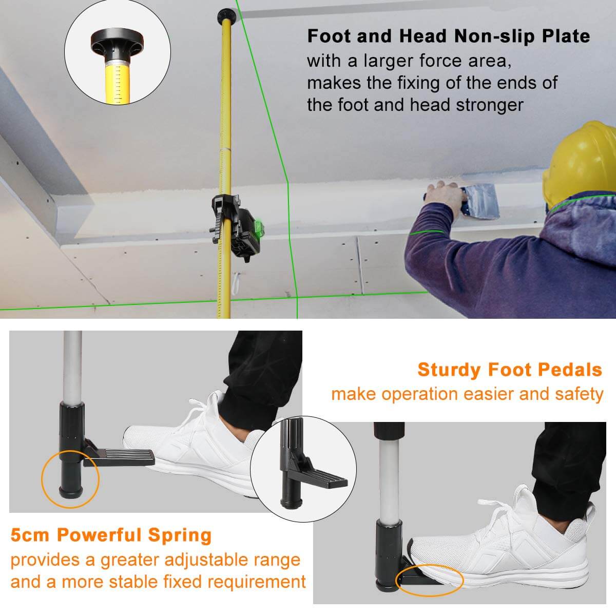 Huepar LP36 - 12 Ft./3.7m Telescoping Pole HUEPAR CA - Laser Level