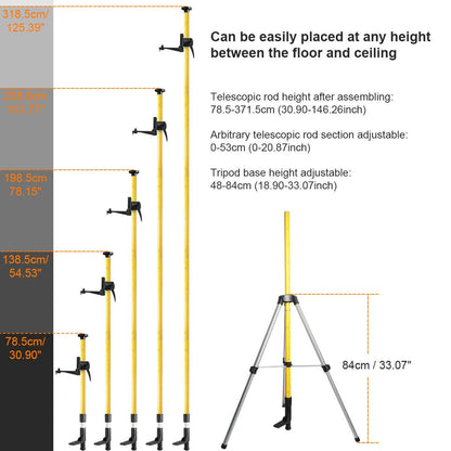 Huepar LP36 - 12 Ft./3.7m Telescoping Pole HUEPAR CA - Laser Level