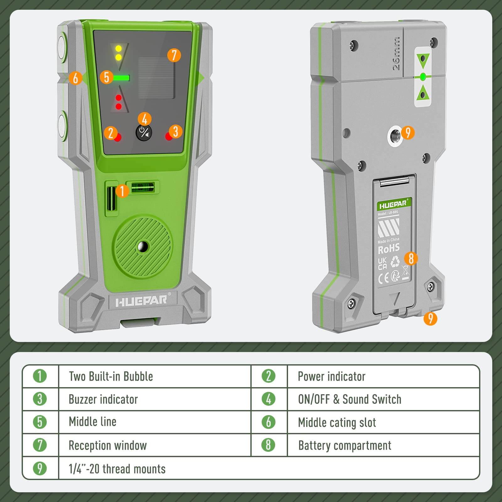 Huepar LR8RG Line Laser Receiver