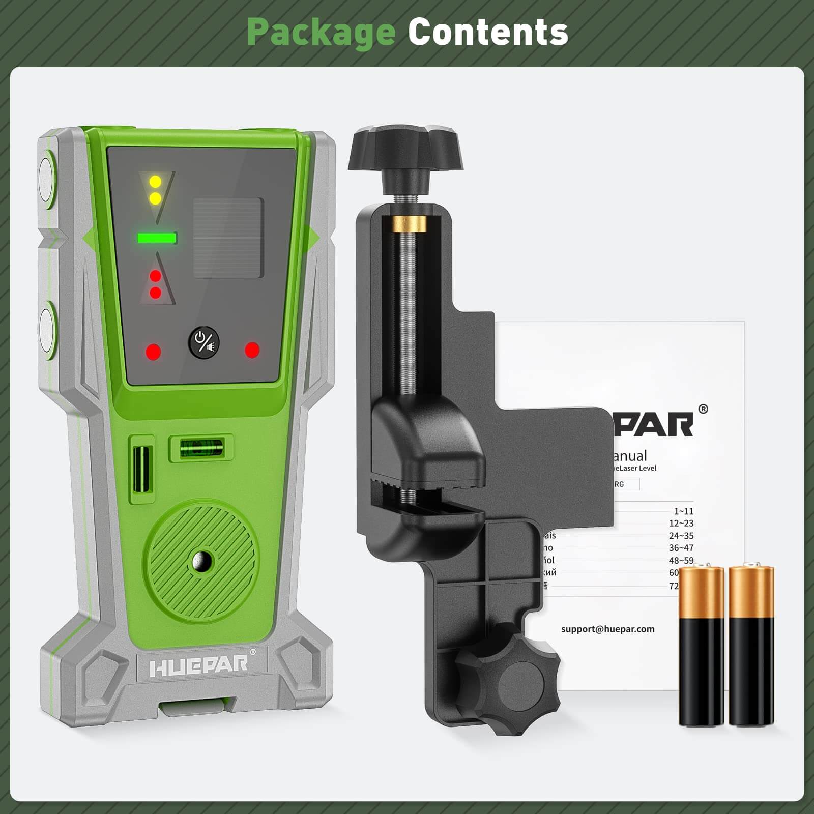 Récepteur laser ligne Huepar LR8RG 