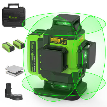 Huepar LS04CG - Self-leveling 4x360 Green Cross Line Floor Laser Tool with Remote Control