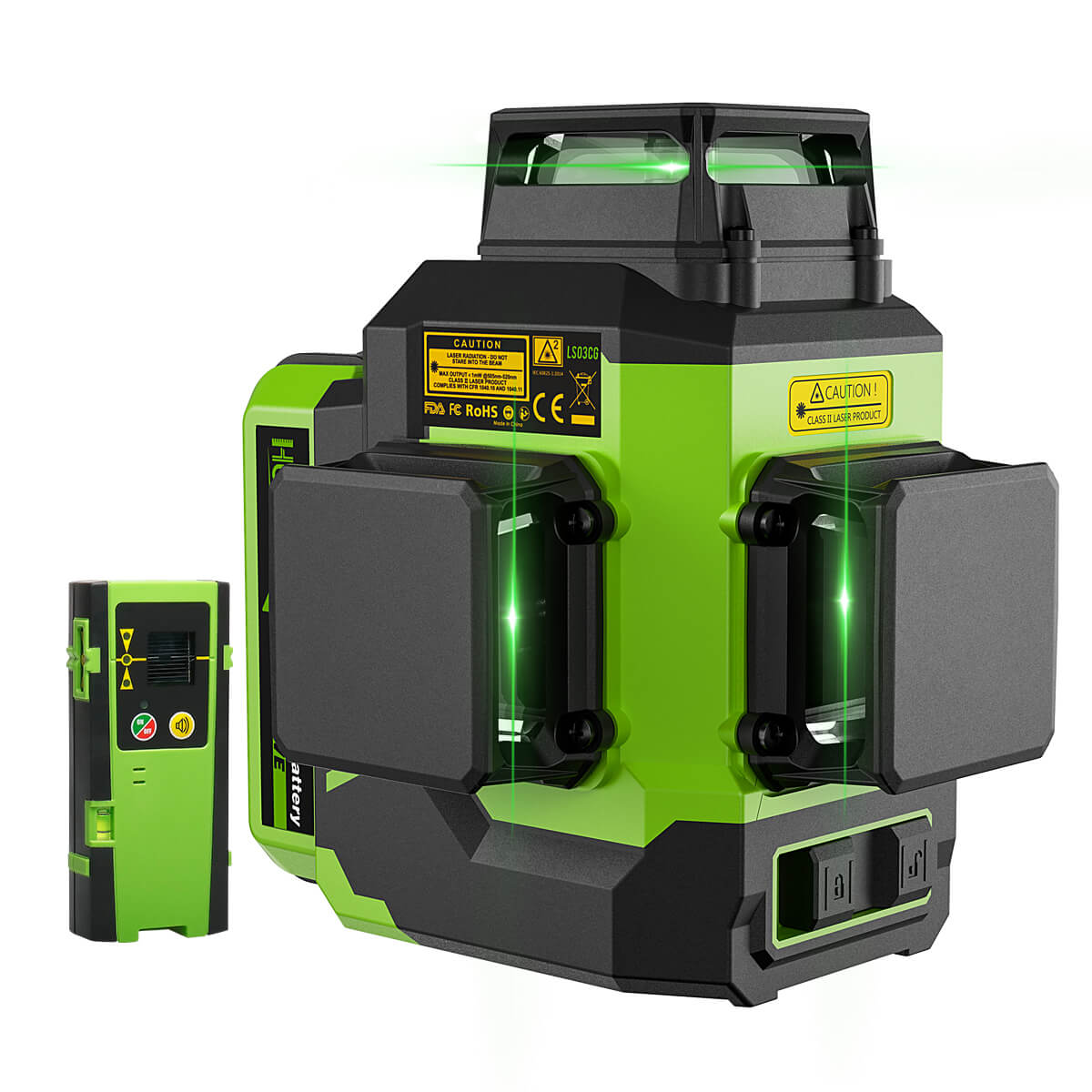 Huepar LS03CG - 3x360°Laser Level with 2 Li-ion Batteries 3D